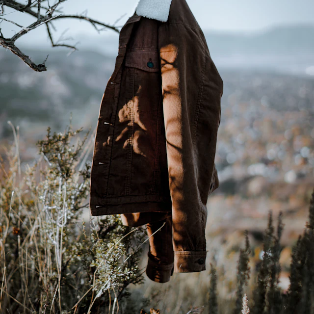 Photo of a brown corduroy jacket sent by text